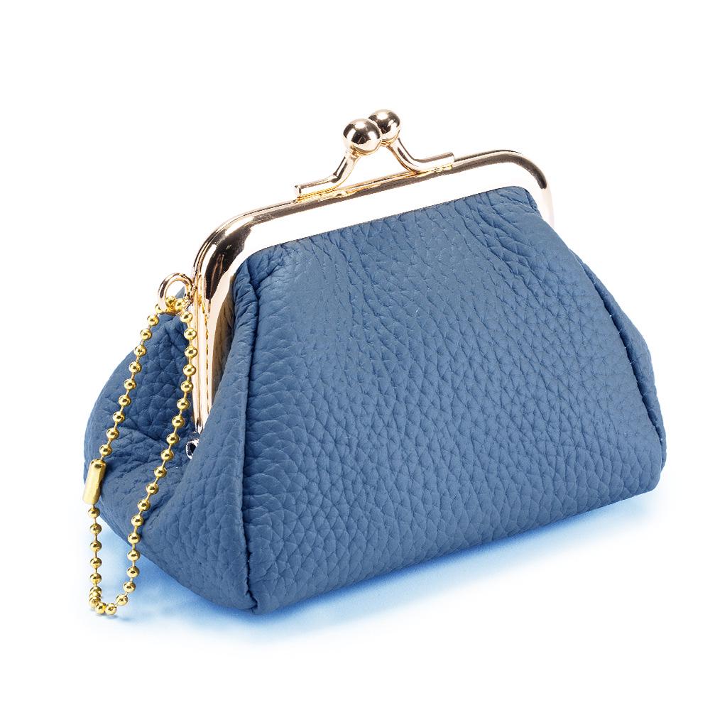 Women's Mini Cowhide Leather Clasp Coin Purse