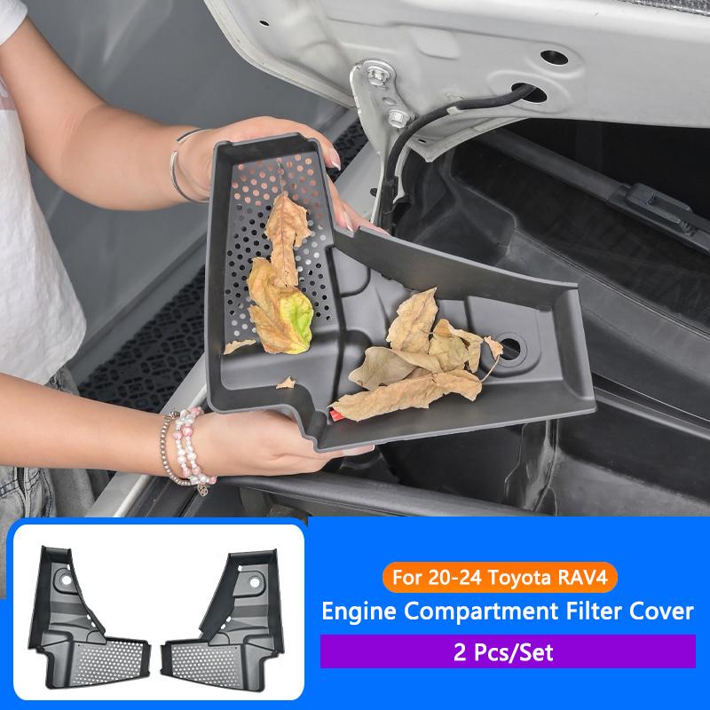 

QHCP крышка фильтра двигателя автомобиля защитная отделка фильтра моторного отсека антиблокировочная для Toyota RAV4 20-24 аксессуары для интерьера чёрный