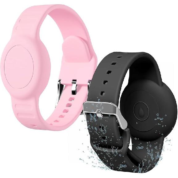 for AirTag Bracelet for Kids, Waterproof Cute Print for Air tag Holder for Kids with Soft Silicone Full Coverage Anti-Lost Hidden for Airtag