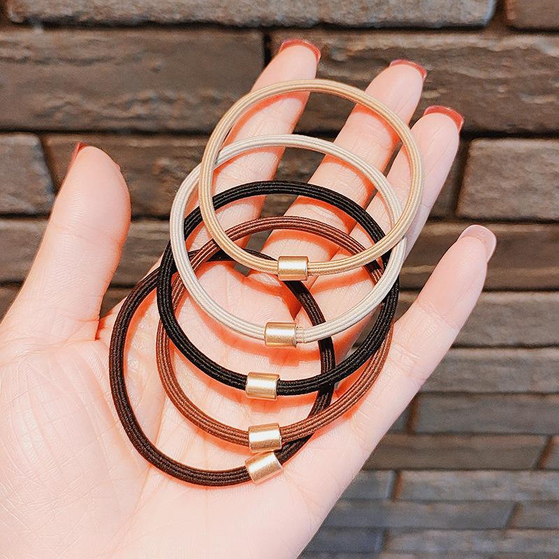 Elastic Milk Coffee Hair Tie: Durable, High-End Ponytail & Headband for Women