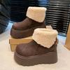 Fashion Platform Women's Snow Ankle Boots Suede Mid Heel Cotton Shoes Short Plush Warm Boots 2025 Winter Casual Boots Botas De Mujer