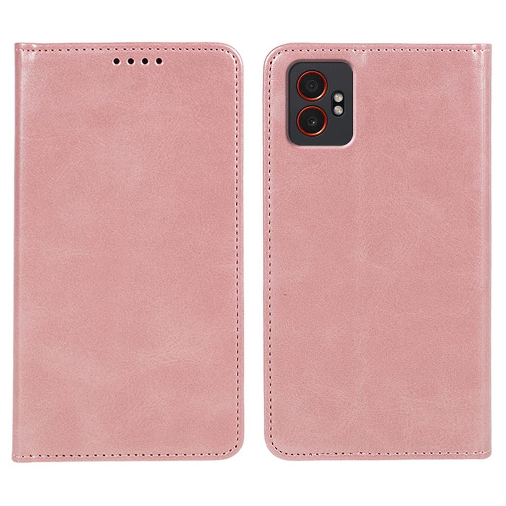 For Samsung Galaxy XCover7 Pro Case Strong Magnetic PU Leather Phone Cover Calf Texture