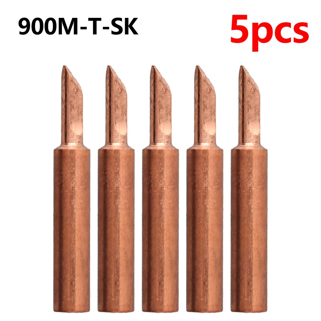 5 Pcs 900M-T Copper Soldering Iron Tips -free Welding Solder Tip 933.907.951 Rework Station Welding Head Soldering Tool