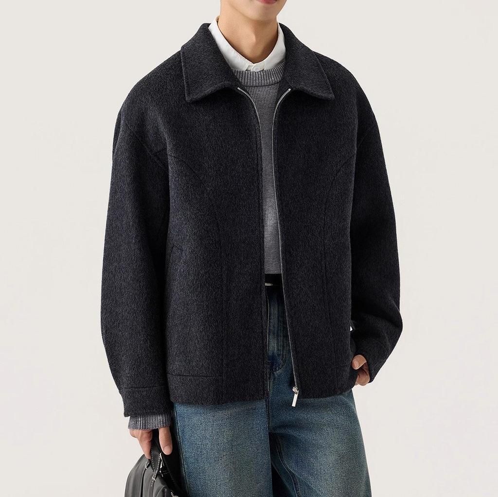 Italian Vintage Style Men's Double-Faced Wool Lapel Coat