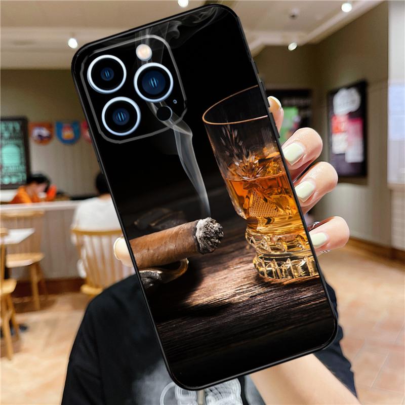 Smoking Cigar Case For iPhone 17 16 15 14 13 12 11 Pro Max Mini Plus 16e 17 Air Bumper Cover Accessories