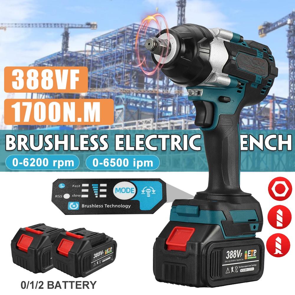 

Бесщеточный электрический ударный гайковерт с высоким крутящим моментом 22900 мАч 1700 Н.м 1/2 дюйма Головка Аккумуляторный беспроводной электроинструмент для аккумулятора 18 В 2*batteries