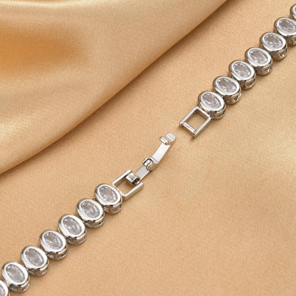 Tennis Bracelet for Women Silver Plated Cubic Zirconia Link Non-tarnish Waterproof Chunky Chain Hip-hop Jewelry Jewelry