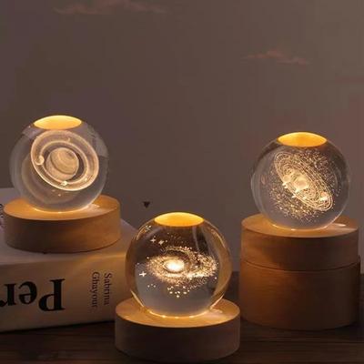 Crystal Ball 6cm 3D Crystal Planet Night Light Laser Engraved Solar System Globe Advanced Decoration Graduation GiftAstronomy Bi