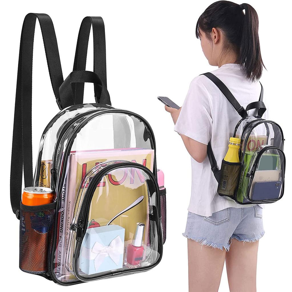 PVC Transparent Backpack Durable Clear Small Backpack Portable Lightweight Mini Cute Clear Bag for Work Outdoor Sports