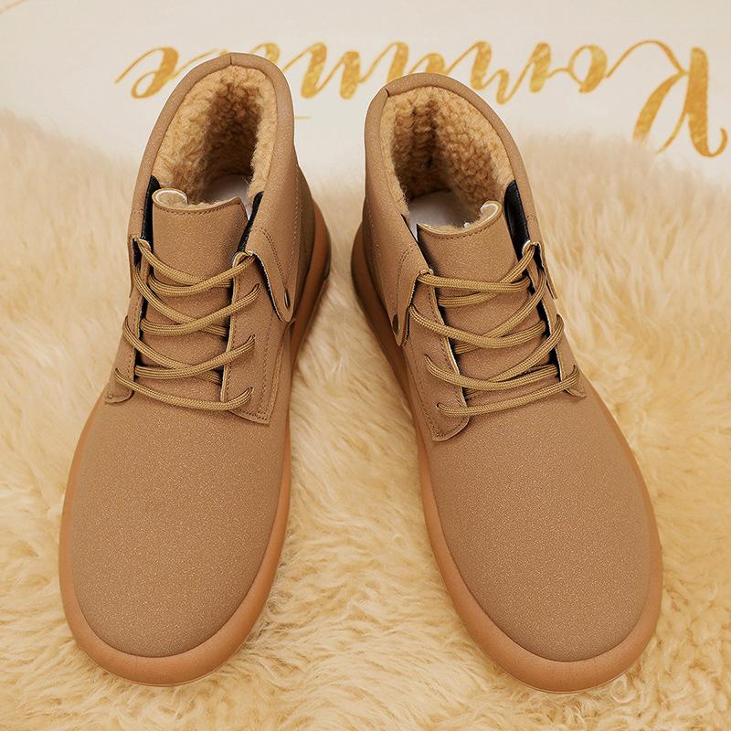 Martin Stiefel Britischer Stil Retro Matt Kurze Stiefel Herbst und Winter Samt Flachsohlige Kurze Freizeitstiefel Lokomotive Stiefel
