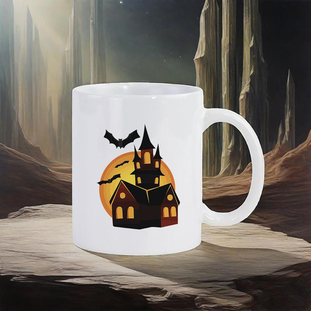 Happy Halloween Ceramic Mug Black Bat Water Cup Witch Spooky Coffee Mug Trick or Treat Party Mugs Original Coffee Cups Drinkware