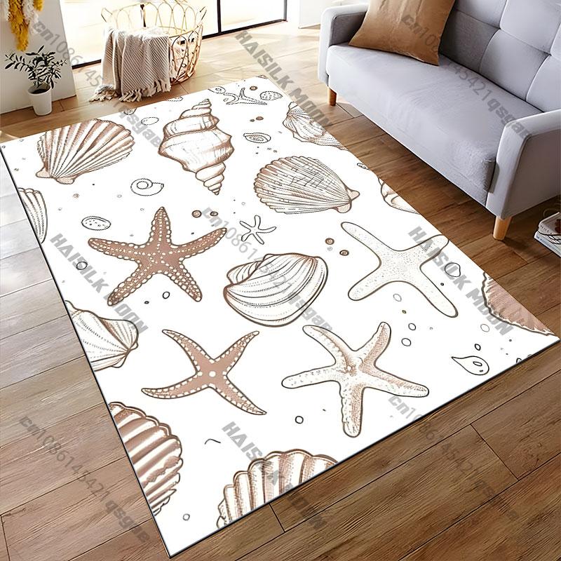 Starfish Seashells Sandcarpet Yoga Living Room Room Decor Children's Crawling Mat Doormat Area Rug Games Floor Mat