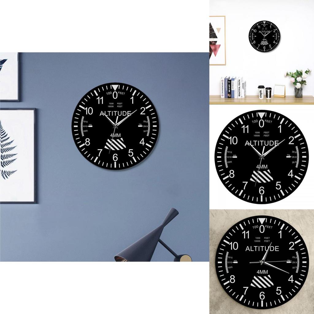 Black Wooden Wall Clock With Analog And Digital Time For Living Room And Office Use
