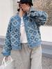 Geometric Jean Jacket for Women  New Fashion Autumn Winter Long Sleeve Denim Jacket Streetwear Single Breasted Coat