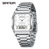 SANDA Men Watch Military Sport Quartz Digital LED Wristwatch Top Brand Luxury Stopwatch Waterproof Male Electronic Clock 747