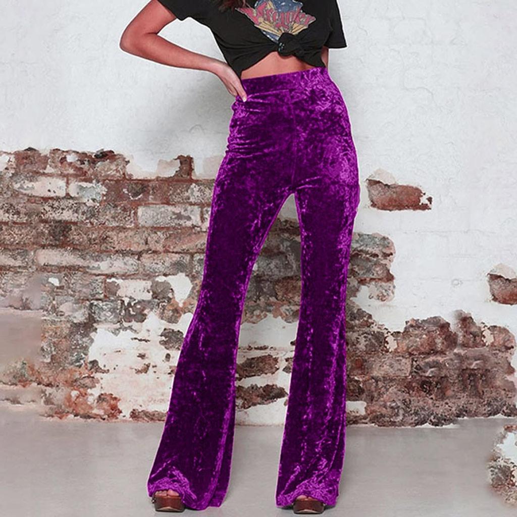 Fashionable Women's Retro Color High,waisted Casual Wide,leg Pants
