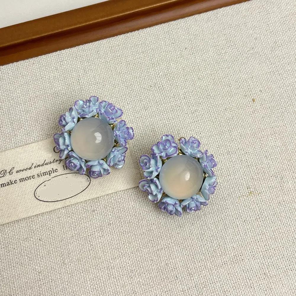 Rose Bohemian Earrings Women Ear Jewelry Sweet Flower Earrings Elegant Flower Stud Earrings  Gift