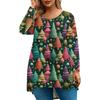 Women's Fashion Large Size Round Neck Long Sleeve Casual Christmas Print Loose Pullover Top