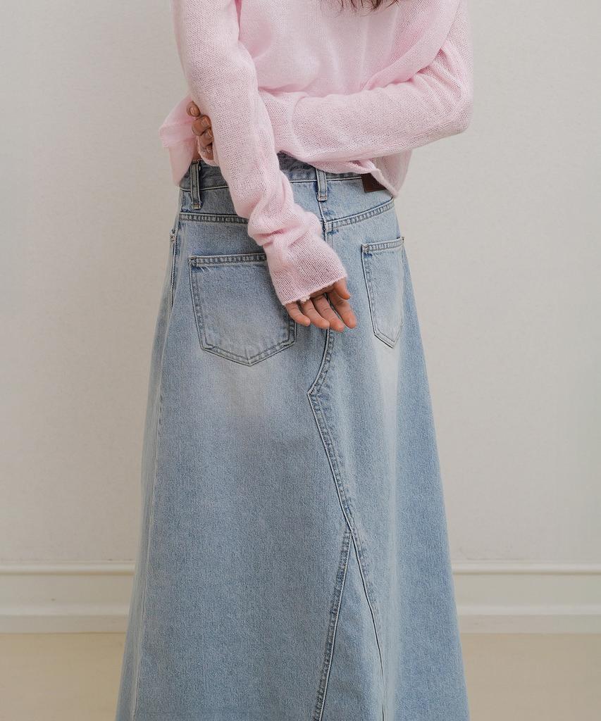 ANDNEEDS A Line Denim Skirt (Blue)
