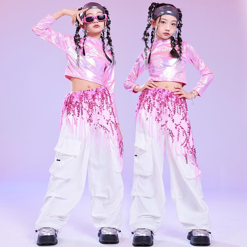 Clothes Jazz Dance Costume Set Kids Fashion Sequins Show Costumes Girls Catwalk Fashion Outfits Kids Hip Hop Hip Hop Dance