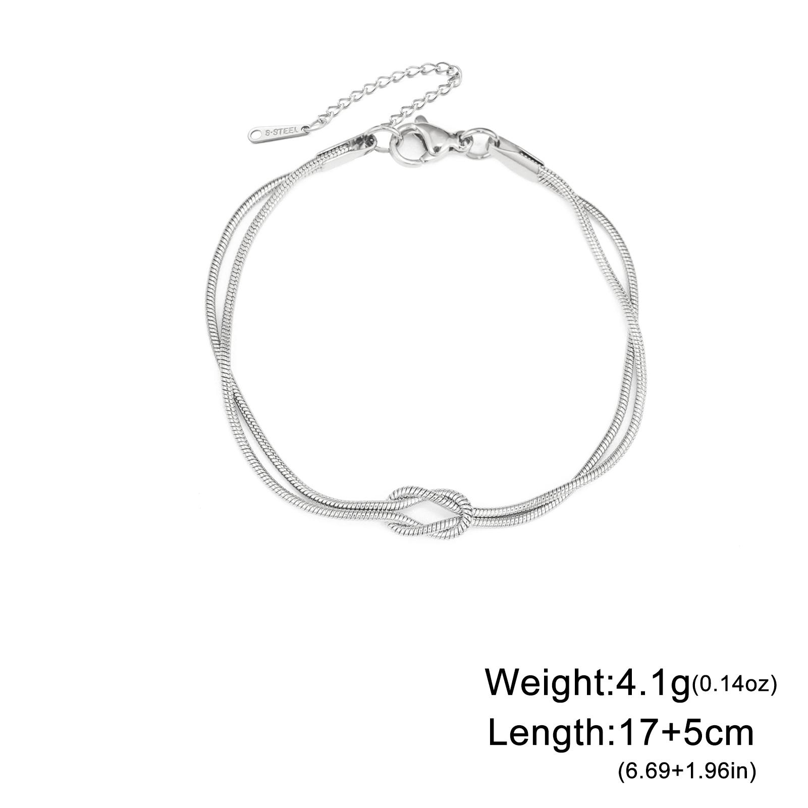 

Cazador Love Knot A-Z Initial Letter Snake Chain Bracelet Stainless Steel Jewelry Bracelet for Women Couple Valentine s Day Gift J&17-22cm