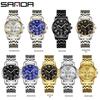 Sanda Men's Waterproof Luminous Quartz Watch - Fashionable Three-Eye Six-Hand Design with Steel Band.