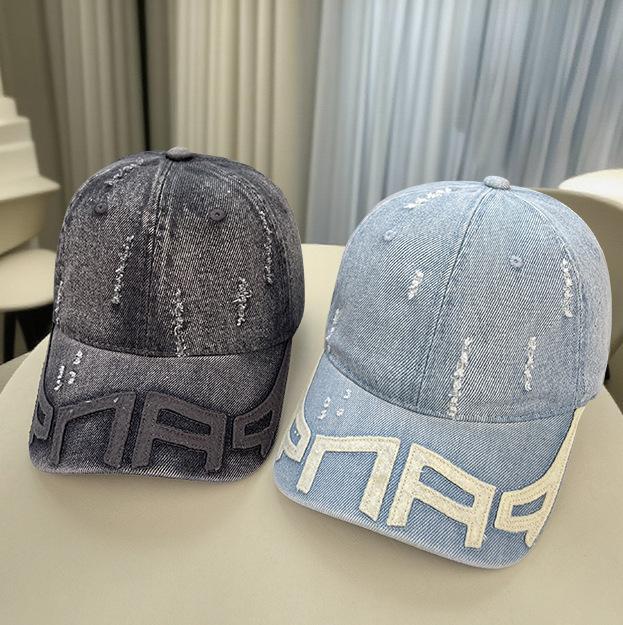 American Retro Denim Baseball Cap Difficult Spring And Autumn Rest Niche Sunscreen Hat Women'S Big Head Circumference Show Face Small Cap
