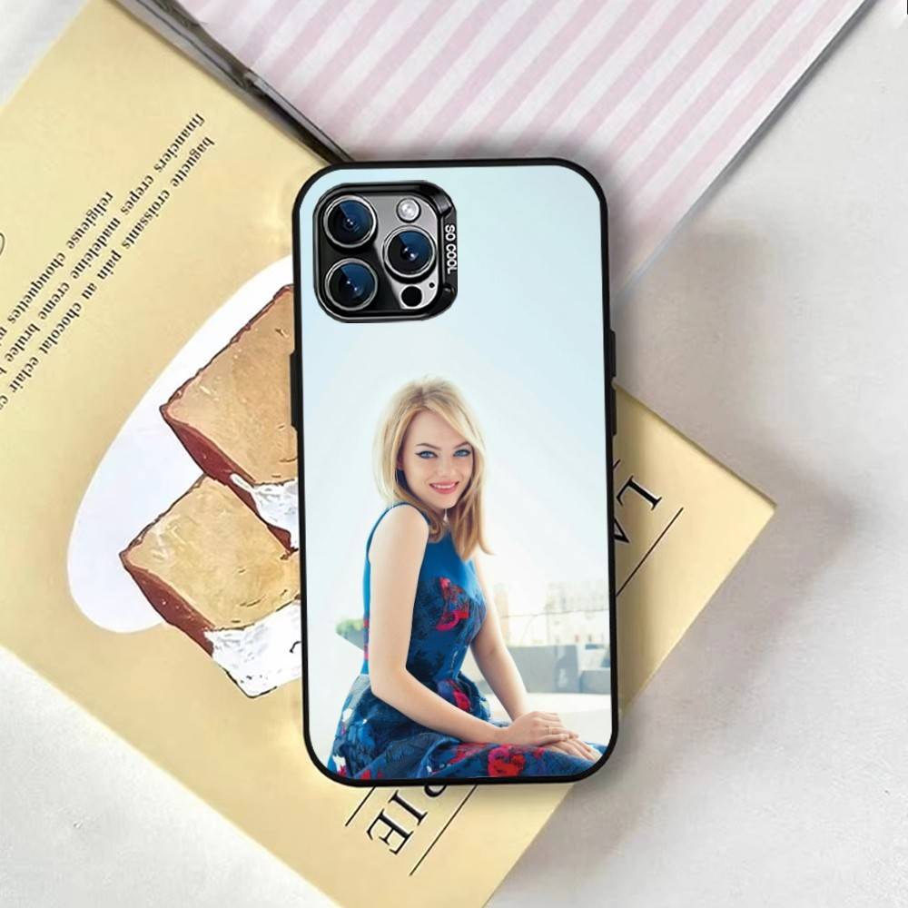 Emma Stone Phone Case For iPhone 17,16,15,14,13,12,11 Plus,Pro Max,XS,Colored Silver Plated Inside Cover
