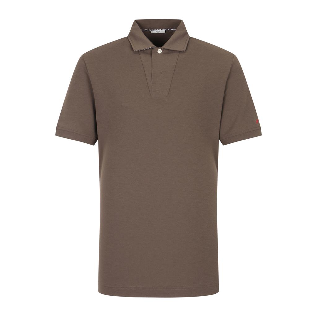 FERRAROMILANO Men'S Wide Placket Tee Brown (Amreks23157)