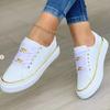 Women Shoes Chain Sports Style Low-top Single Shoes Women's Leather Front Lace-up Casual Single Shoes