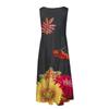Women's Summer Floral Print Beach Dress Round Neck Sleeveless Dress