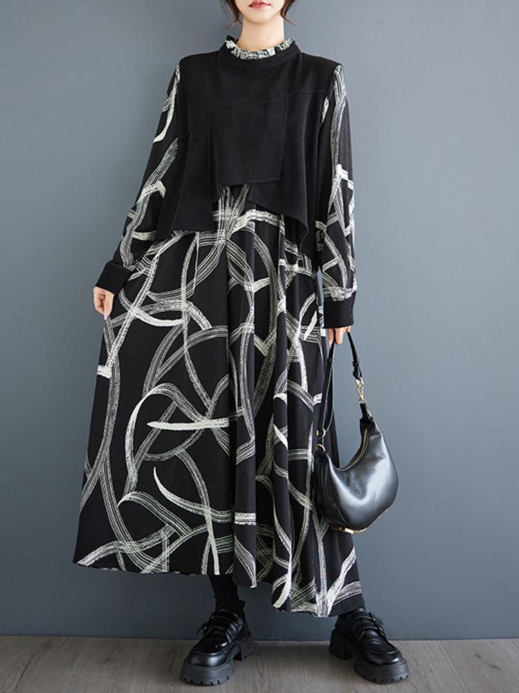 Xitao False Two Piece Patchwork Dress GYX1044