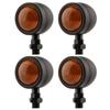 Motorcycle Bullet Turn Signal Cannonball Type Harley Yamaha Honda Old Car American 4 Piece Set (Matte Black)