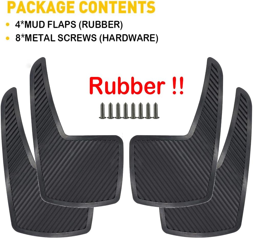4Pcs Universal Rubber Mudflaps, Front Rear Splash Guards for Car SUV Truck, 21x36cm
