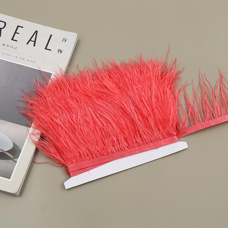 Color 8-10 Cm Ostrich Hair Cloth Edge Clothing Cuffs Hem Ostrich Feather Strips Cloth With Accessories Lace
