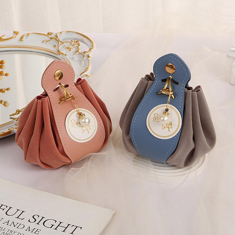 1pc Candy Bag Birthday Party Leather Packaging With Drawstring Candy Packaging Bag Tote Bag Wedding Favors Gift Bag Decoration