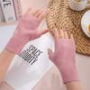 Half Finger Thermal Gloves, Heat Storage German Velvet Windproof Gloves, Flexible Writing Mittens, Cute Girls' Cold-proof Gloves