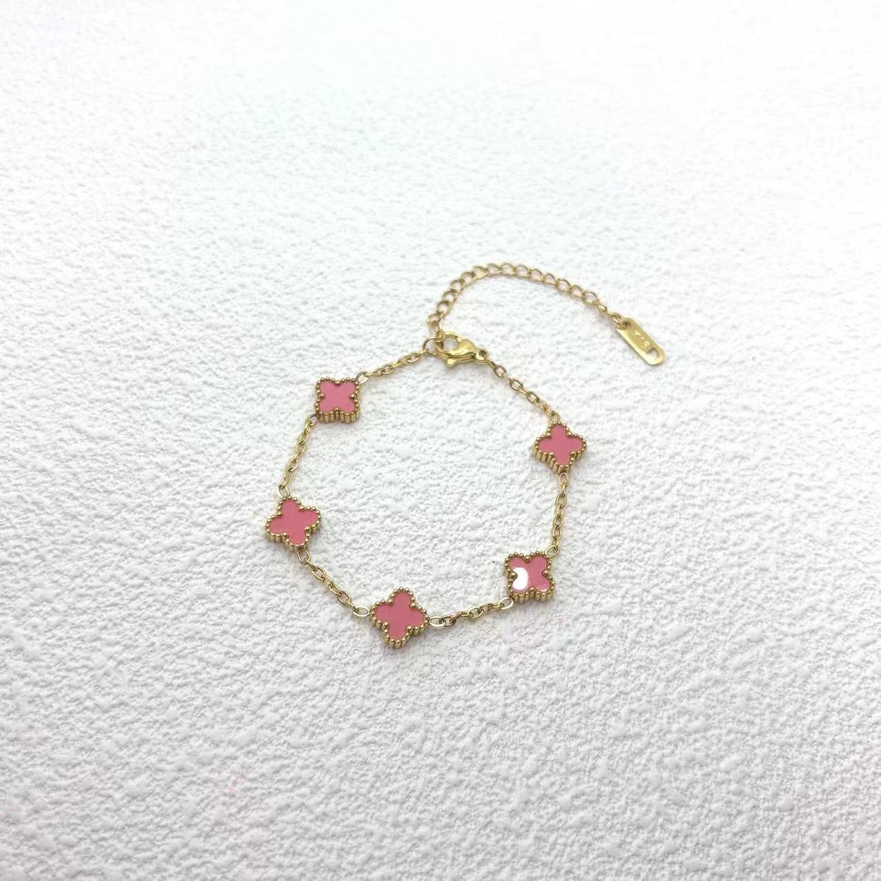 

9 мм модный счастливый браслет с четырьмя листами клевера 18 карат невыцветающий премиум простой титановый браслет