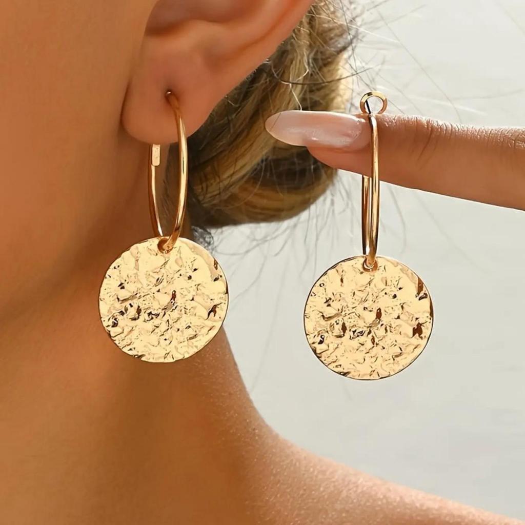 Gehämmerte geometrische Hängeohrringe aus Gold für Damen – Perfekt für den Muttertag, den Schulabschluss, den Schulanfang oder als Dankeschön-Geschenk