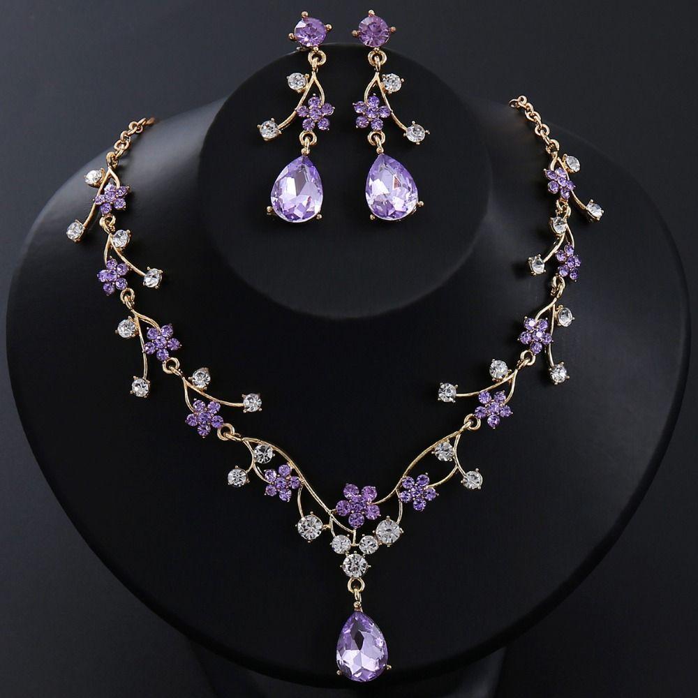 Golden Exquisite Jewelry Sets Shiny Choker Necklace Earring Set  Jewelry Gifts