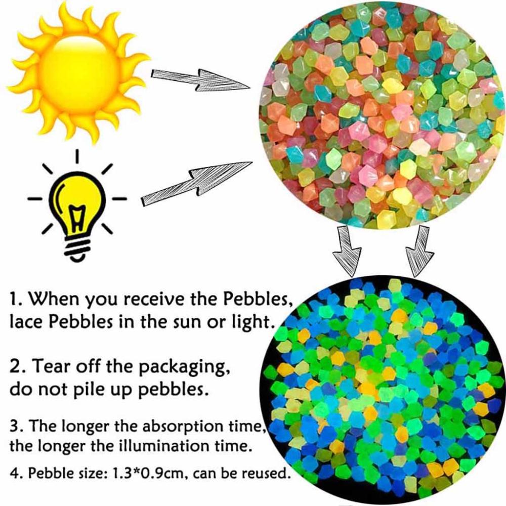 Pcs Safe Rhombus Colorful Luminous Stones Aquarium Ornament Decorative Pebbles Lawn Decor