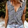 Women Tanks Sexy V Neck Sleeveless Summer Tops Vest 3D Leopard Print Cool Lightweight Tops