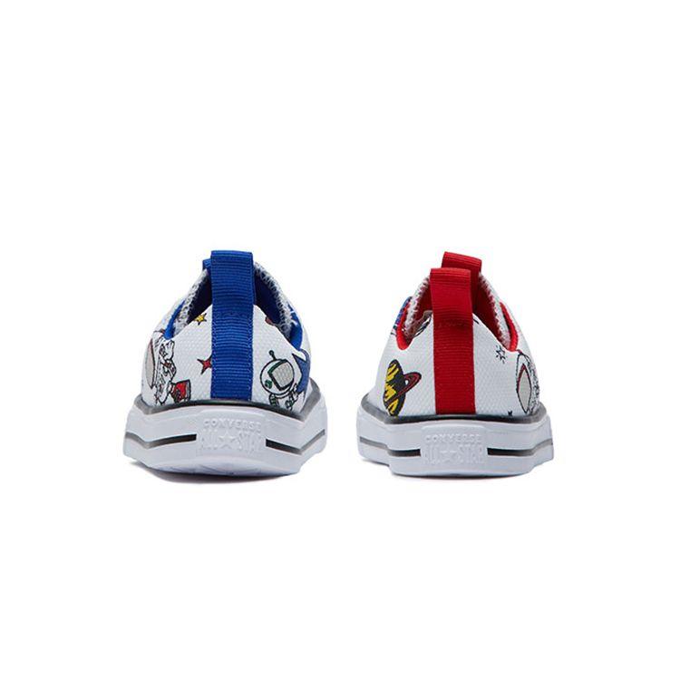 Converse Chuck Taylor All Star Superplay Canvas Cartoon Astronaut Print Velcro Durable Breathable Low Top Walker Shoes Baby Sneaker White 765644C
