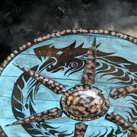 60,96 cm Dřevěný bitvami zkoušený vikingský štít Válečný štít Starověká válka Kulatý štít Nejlepší dárek Dekorativní