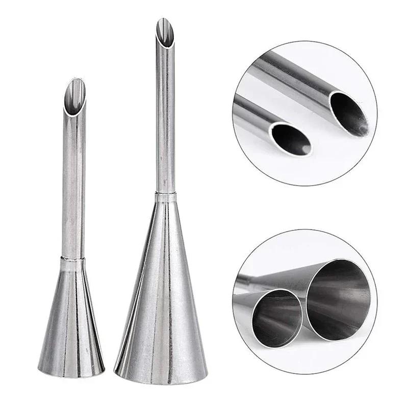 1/3Pcs Stainless Steel Puff Cream Nozzles Cake Icing Piping Tip DIY Donut Pastry Syringe Cupcake Desserts Baking Accessories