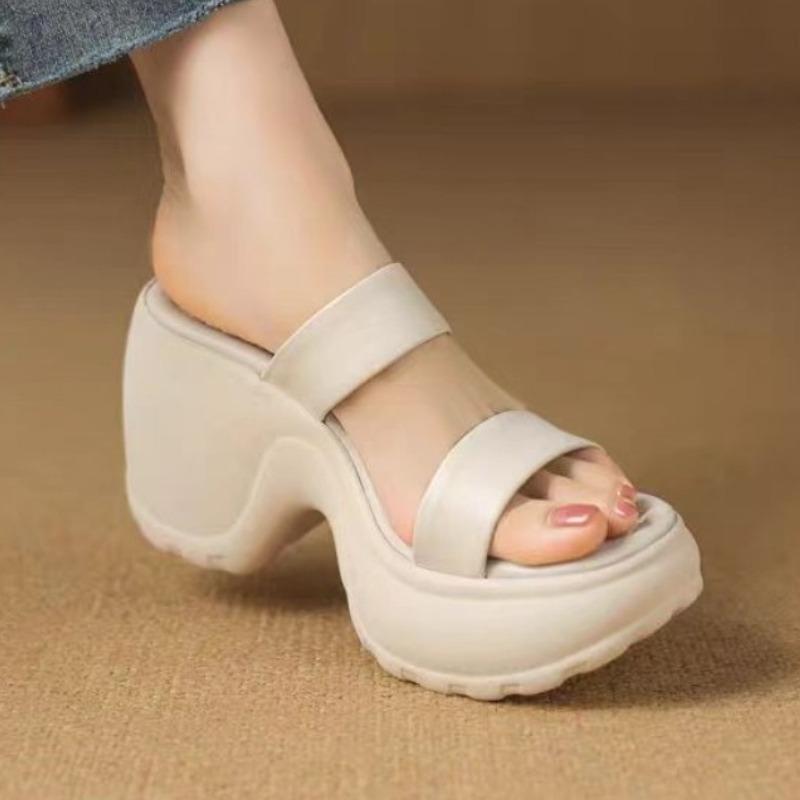 Mode Damen Keilabsatz Plateau Pantoletten High Heels Schuhe Trend Neue Sommer Sandalen Designer 2025 Kleid Party Slingback Frau Pantoletten Mujer