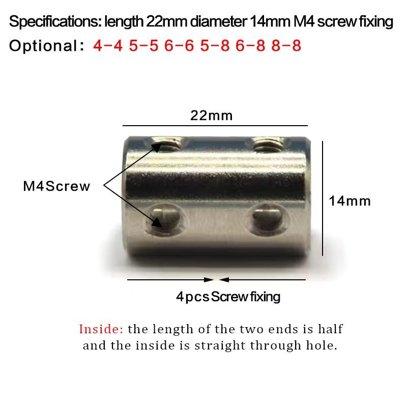 3/4/5/6/6.35/7/8/10 45# Steel Rigid Shaft Coupling Coupler Motor Transmission Connector Sleeve DIY Motor Parts