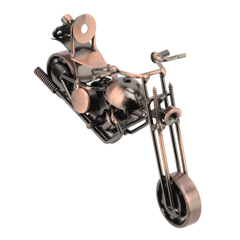 Movable Wheel Metal Motorcycle Model Handcrafted Metal Motorcycle Sculpture Home Decor