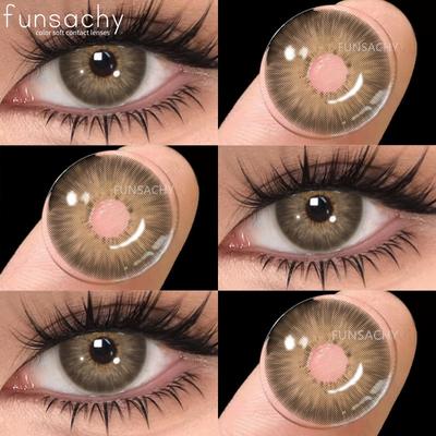 FUNSACHY 1 par de pupilas de colores para ojos, lentes de contacto grandes de color marrón natural, lentes de contacto cosméticos de color de ojos verdes, lentes grises para mujer y hombre