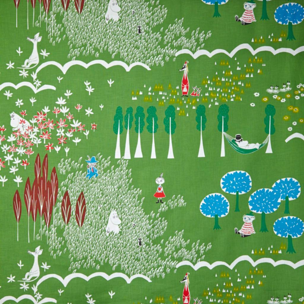 MOOMIN Quarter Report Moomin Small Window Cafe Curtain Green Width 140 X Length 52cm Cotton Privacy Screen Storage In (MOOMIN) "I'm Here" Approx. 100%